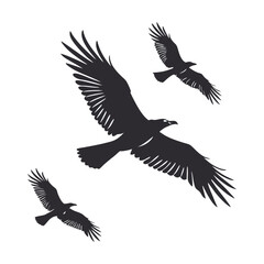 Obraz premium black and white vector of a raven in flight perfect for tattoo