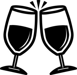 Black Silhouette of a Wineglass in Toast - Vector Illustration