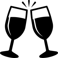 Black Silhouette of a Wineglass in Toast - Vector Illustration