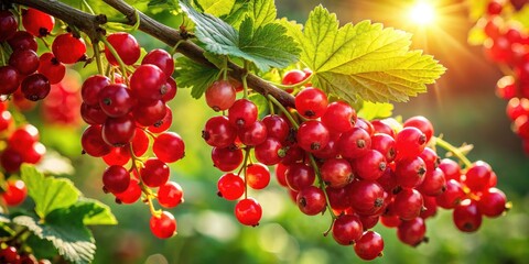 Red Currant Branch, Summer Garden Photography, Ripe Berries, Sunny Day, Fruit Photo