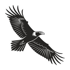 Fototapeta premium black and white vector of a raven in flight perfect for tattoo