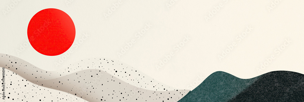 Poster minimal landscape with botanical elements