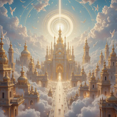 Obraz premium heaven golden city created using AI Generative Technology