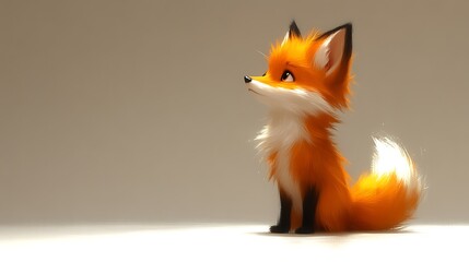 Obraz premium Adorable Orange Fox Sitting And Gazing Upwards