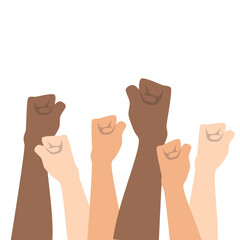 Illustration of Diverse Hand Raised in Unity