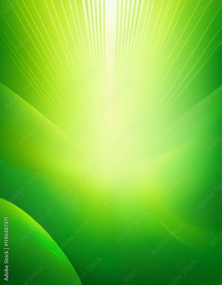 Poster abstract green gradient backdrop with sunlight rays. generated image