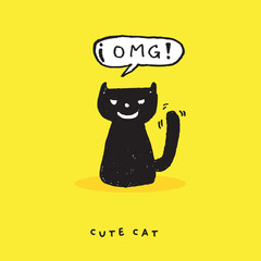 Cute cat doodle vector design,Cat hand drawn doodle cartoon,cat vector illustration, cute animal