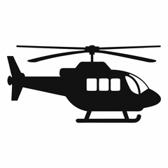 Helicopter black silhouette vector illustration and white background