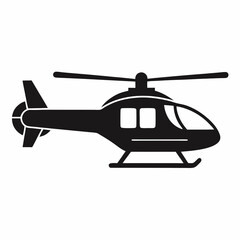 Helicopter black silhouette vector illustration and white background