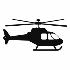 Helicopter black silhouette vector illustration and white background
