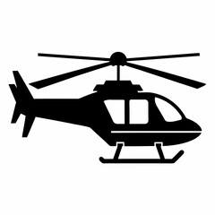 Helicopter black silhouette vector illustration and white background