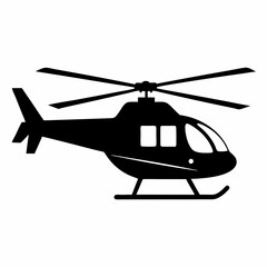 Helicopter black silhouette vector illustration and white background