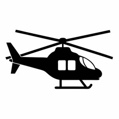 Helicopter black silhouette vector illustration and white background