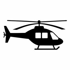 Helicopter black silhouette vector illustration and white background