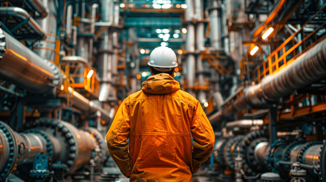 Gas Industry Engineer Overlooking Refinery Operations