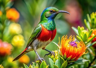 Obraz premium Southern Double-Collared Sunbird, Kirstenbosch Gardens, Cape Town, South Africa: Stunning Product Photography