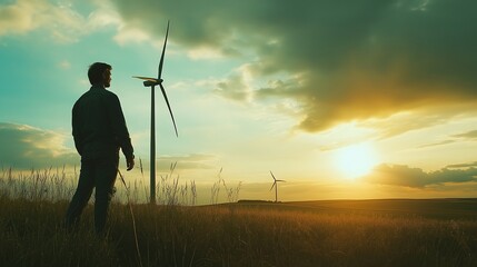 Professional engineer contemplating renewable energy source