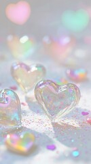 Obraz premium Romantic Valentine's Day template with cute teddy bears and floating hearts. Perfect for Instagram Stories and social media posts. Beautiful design for love-themed content.