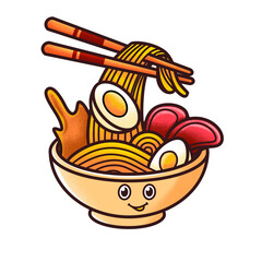 Cartoon Ramen bowl with smiling face