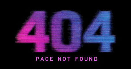 Vibrant 404 page not found error glitch effect for web design inspiration