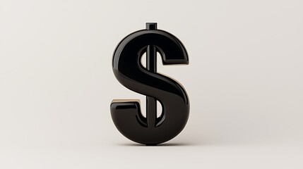 Black dollar sign sculpture on a neutral background, symbolizing finance and wealth concepts