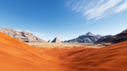 Naklejka premium Desert Pyramids and Mountains