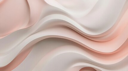 Obraz premium Pastel wave compositions with smooth flowing curves and a seamless white background, designed for a gentle aesthetic. 