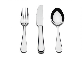 Fork knife and spoon cutlery set isolated on white background