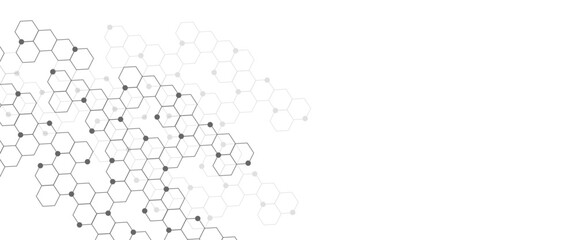 Vector hexagons pattern. Geometric abstract background with simple hexagonal elements. Medical, technology or science design