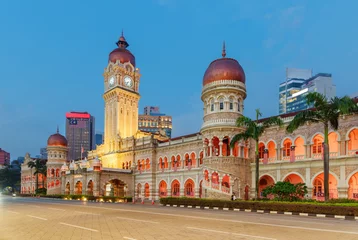 Crédence en verre imprimé Evening view of the Sultan Abdul Samad Building, Kuala Lumpur