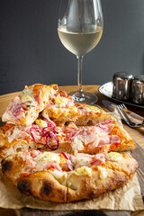 italian pizza on the wooden table