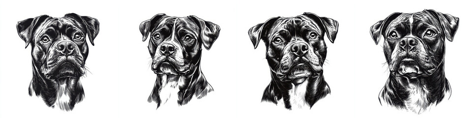 Fototapeta premium Portraits of Cane Corso dogs pencil drawing style, showcasing their unique features and