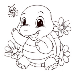 happy birthday activity character turtle. coloring pages for children that you can print on standard paper