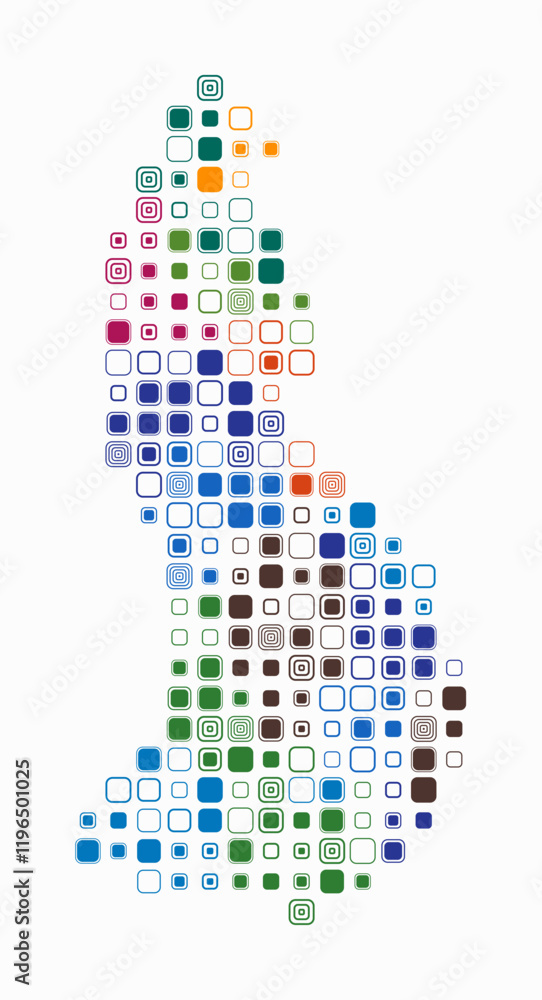Poster liechtenstein, shape of the country built of colored cells. digital style map of liechtenstein on a 