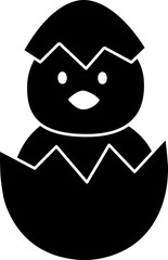 Chick in cracked egg silhouette.
Cute eggshell chick silhouette isolated. 
Newborn chick. Easter icon. 
Transparent background.