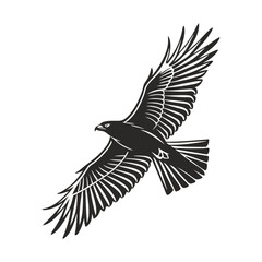Obraz premium black and white vector of a raven in flight perfect for tattoo
