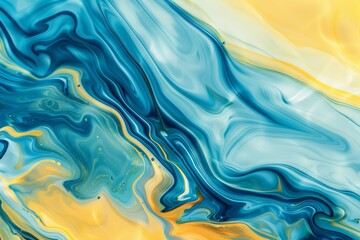 Obraz premium Image of Blue and yellow liquid fluid art pattern. Texture for background usage