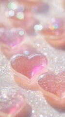 Fototapeta premium Romantic Valentine's Day template with delicate floating hearts in different sizes. Perfect for Instagram Stories and social media posts. Beautiful love-themed design.