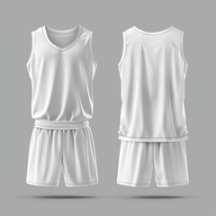 Blank white basketball jersey and shorts mockup.