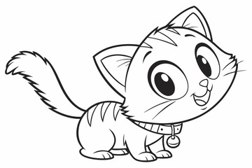 cute kitten . Coloring page. Coloring book. Drawing of cute kitten isolated on a white background. Vector outline