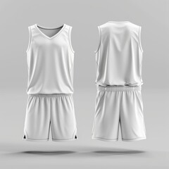 White basketball uniform mockup, front and back views.