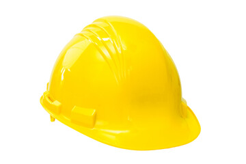 Yellow construction helmet isolated on white background.