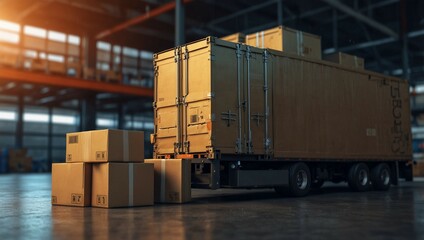 Packages are transported in high-tech Settings,online shopping,Concept of automatic logistics management.