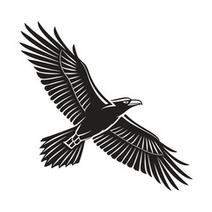 Obraz premium black and white vector of a raven in flight perfect for tattoo