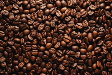 Naklejka premium Image of Big pile of fresh roasted coffee beans. Professional photo for food blog