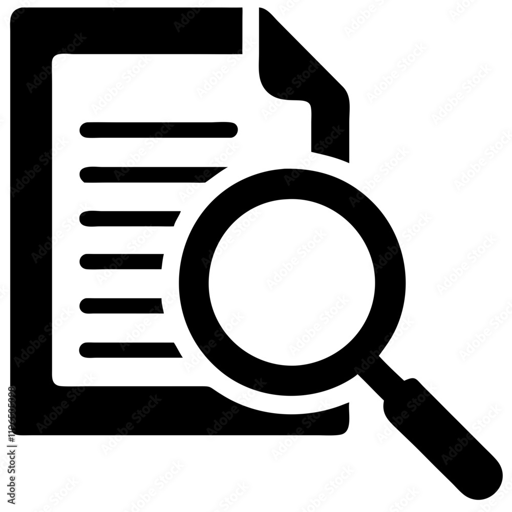 Poster analytics and audit icon representing data analysis and evaluation in business
