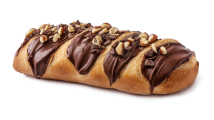  Bread with chocolate hazelnut paste cream isolated on a white background 