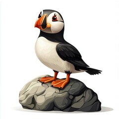 Naklejka premium Adorable Puffin Perched on a Rock: A Stunning Wildlife Image