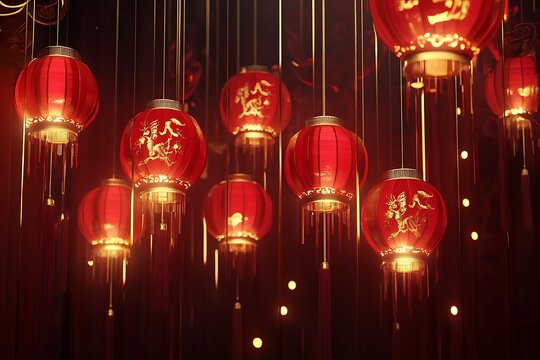 2025 Lunar New Year Festival Vibrant Red Lantern Display.