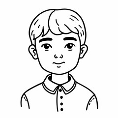 Obraz premium Hand Drawn Boy Portrait Black and White Line Art Illustration